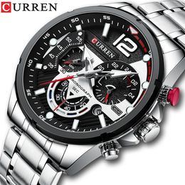 Wristwatches CURREN Casual Business Chronograph Waterproof Stainless Steel Watch Mens Luxury Fashion Quartz Men wristwatch 231109