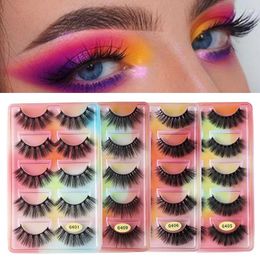 False Eyelashes 5 Pairs Natural Long 3D Mink Lashes Fluffy Volume Cruelty Free Wispy Makeup