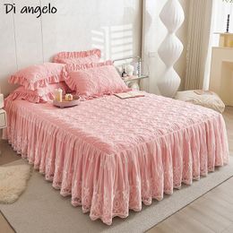 Bed Skirt Embroidered pure cotton lace thick bedding ski bed pillowcase cushion cover double-sided home textile multi-color #/ 230410