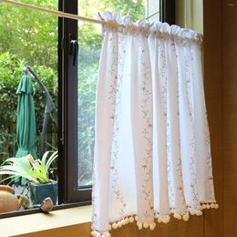 Curtain 1PCS American Style Curtains Cross Short Rural Fragmented Flower Garden Half Coffee