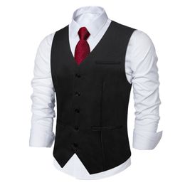 Men's Vests Black Solid Rayon Polyester Men Suit Vest Wedding Party Formal Khaki Blue Red Business Blazer Slim Waistcoat Gilet Drop 230410