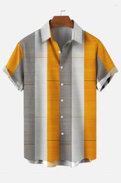 Men's Casual Shirts Hawaiian Shirt Summer 3D Stripe Printed Short Sleeved Holiday Beach Top T-shirt Large Clothing