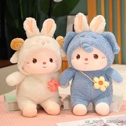 Stuffed Plush Animals 1Pcs 30/40/50cm Cute Rabbit Turn Into Plush Toys Cartoon Stuffed Dolls Girl Sleeping Sit R231110