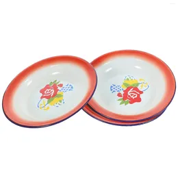 Dinnerware Sets 3 Pcs Fruit BBQ Enamel Plate Disposable Serving Trays Camping Dishes Chinese Style Plates Dinner Set