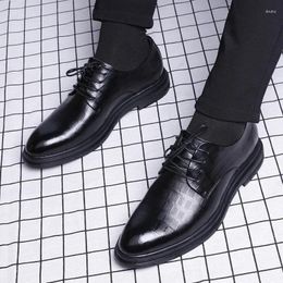 Dress Shoes 2023 Men's Luxury Business Leather Genuine Black British Pointed Head Men Casual Fashion Formal Small Shoe