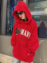 2023 Autumn/Winter New Paris New Kiss Cracked Print Art Destruction Hooded Hoodie Hoodie