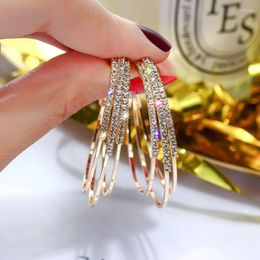 Hoop Earrings Trendy Big Crystal Circle For Woman Korean Fashion Statement Summer Female Wedding Gifts 2023