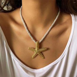 Pendant Necklaces Trendy Metal Charm Thick Cord Starfish Necklace For Women Elegant Big Summer Beach Bohemian Choker Jewelry