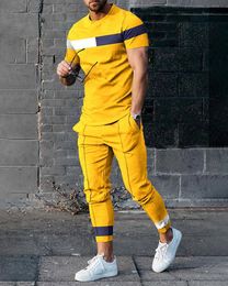 Men's Tracksuits Summer Sportwear Suit Short Sleeve T Shirt Long Pants Men 2 Piece Sets Men Tracksuit 3D printed Casual Trend Oversized Clothes 230410