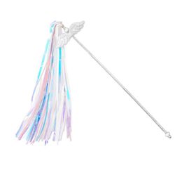 Cat Wand Toy Kitten Flirt Pole Teaser Interactive Wings Tassels Sticks for Indoor Interactive Play blue High-grade