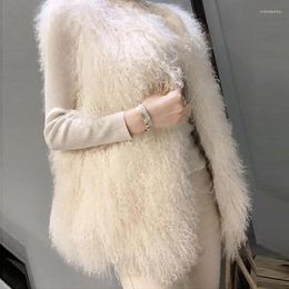 Women's Vests Beach-Like Wool Faux Fur Vest Jackets Women Colete Autumn Winter Clothes Korean Fashion Waistcoat V-Neck Sleeveless Gilet