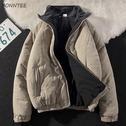 Men s Down Parkas Cargo Men Simple ly Fashion Winter Casual Short Coats Stand Collar Plus Velvet Loose Outwear Street Vintage All match 231110
