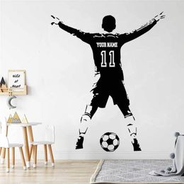 Wall Stickers Personalised custom football player wall decals football enthusiast room activity bedroom decoration vinyl wall decals gift 230410