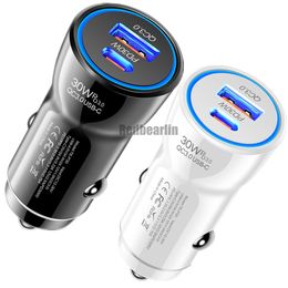 Fast Quick Charging USB C Car Charger 48W PD30W PD 20W Type c Power Adatpers For Iphone 14 15 Pro Samsung htc Android phong tablet PC Gps