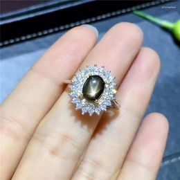 Cluster Rings FS 6 8 Natural Star Sapphire Sunflower Type Ring S925 Sterling Silver Fine Fashion Charm Jewellery For Women MeiBaPJ