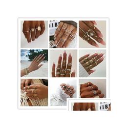 Band Rings Wholesale 9 Kinds Of Style Ring Sets Bohemia New Diamond Crown Water Drop Retro Joint Womens Jewelry Gifts Deliver Dhgarden Dh9Lw