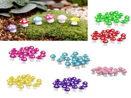 Whole 10pcs Mushrooms Terrarium Figurines Fairy Garden Miniatures Party Garden Mini Mushroom Garden Ornament Resin Crafts Dec9786917