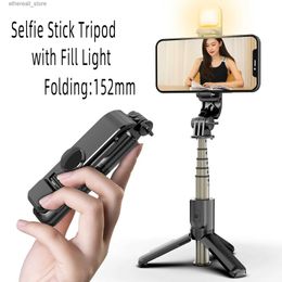 Selfie Monopods Wireless Remote Selfie Stick Tripod with Fill Light Mini Phone Tripod Foldable Portable Phone Stand Holder for Smartphone New Q231110