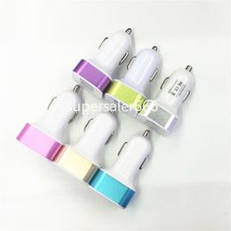 Alloy dual usb ports 2.1A metal Car charger USb Power adapter for iphone 11 12 13 14 15 pro max samsung S8 S9 S10 lg S1