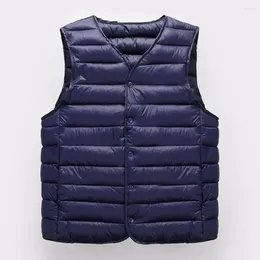 Men's Vests Men Vest Jacket Button-up Waistcoat Stylish Winter Padded V Neck Coat Warm Windproof For Casual