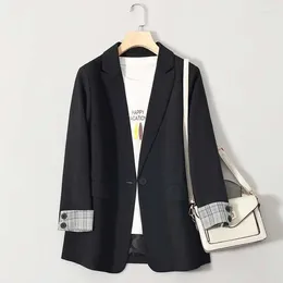 Women's Suits Spring Autumn Blazer Jacket Women Elegant Long Sleeve Single Button Casual Black Female Chic Office Lady