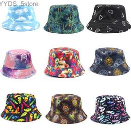 Wide Brim Hats Bucket Hats Tie-dye Butterfly Fire Cloud Dragon Print Fisherman Hat Men Women Outdoor Leisure Bucket Hat Sunscreen Female Sun Hat Bob Hat YQ231110