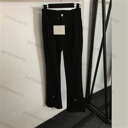 Bell Bottoms Womens Letter Design High Waist Slim Casual Flared Pants Black Pants