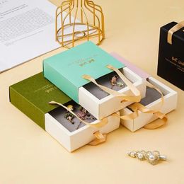 Jewelry Pouches Portable Box Ribbon Packaging Paper Packing Necklace Earrings Bracelets Display Practical Gift