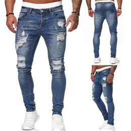 Men's Jeans Vintage Y2K Streetwear Ripped Skinny Jeans For Men Solid Biker Hole Slim Fit Elastic Denim Cargo Pants Pantalones Hombre Joggers 231110