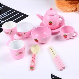 Doll House Accessories Childrens Educational Toys Wooden Tea Set Simation Intelligence Development Toy Baby Early Childhood Parentin Otfhk