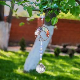 Garden Decorations Metal Crystal Light Collection Pendant Outdoor Decoration Hanging Frame Window Decor Colorful For Balcony