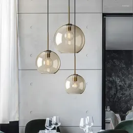 Pendant Lamps Nordic Modern Lamp Loft Glass Lustre Transparent Ballhanging Light E27 For Kitchen Restaurant Living Bedroom