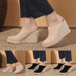 Dress Shoes Iheeled ShoesFaux Suede Ladies Wedge Heel Women Casual Pointed Toe Platform Slip On Espadrille Sandals For
