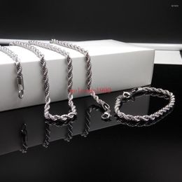 Necklace Earrings Set One Of Stainless Steel Rope Chain Bracelet For Women Men Jewelry 30'' 8.5''