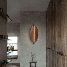 Wall Lamps Japanese Style Wood Texture Lamp Long Led Indoor Decoration Sconce Living Room Decor Lighting Fixture Nordic Art Designer