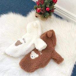 Dog Apparel Clothes Up Cute Puppy Jackets Transformed Bear Hooded Warm Coat Winter Plush Shirt Clothing Button
