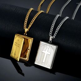 Pendant Necklaces Jesus Cross Necklace Jewelry For Men Women Gold-Color Steel Chain Male Po Locket Style Crucifix XL787