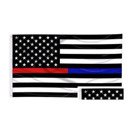 Banner Flags 3X5 Usa Thin Red Add Blue Line Flag Law Enforcement Police Firefighter 5X3 Polyester Printed Flying Hanging Any Custom Dhtaa