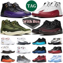 12 12s Cherry With Box Basketball shoes Stealth Gamma Blue Reverse Flu Game University Gold The Master University Gold Twist Mens Sneakers