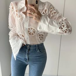 Women s Blouses Shirts Fashion Autumn Long Sleeve White Women Blouse Sexy Hollow Out Floral Embroidery Female Shirt Vintage Loose Casual Tops 13369 231110