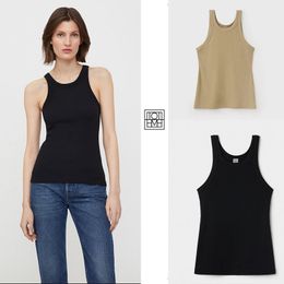 Camisoles Tanks Toteme Thread Solid Colour Slim Female Vest Women Tops Premium Grey Top Racer Organic Cotton 230410