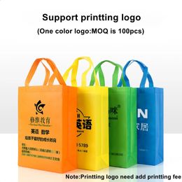 Gift Wrap StoBag Colorful Non-woven Shopping Tote Bags Shoulder Reusable Eco-friendly Pouches Personal Custom DIY Print Extra Fee 231109