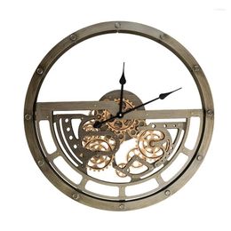 Wall Clocks American Antique Industrial Style Clock Metal Iron Art Gear For Garden Bar Decoration