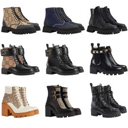 Designer Men Women Boots Real Leather Half Boot Classic Style Shoes Winter Fall Snow Boots Nylon Canvas Ankle Boot