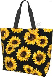 Shopping Bags Sunflower Tote Bag For Women Beach Portable Waterproof Handbag Reusable Grocery Travle Gym School