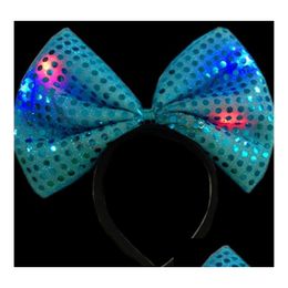 Party Hats Sequins Led Headband Light Up Hat Luminous Flashing Blinking Favors Christmas Halloween Club Stage Fancy Dress Props Drop Dhtwk