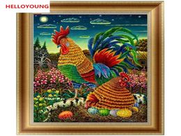 DIY 5D Partial Diamond Embroidery Cock and Hen Diamond Painting Cross Stitch Kits Diamond Mosaic Home Decoration5851319