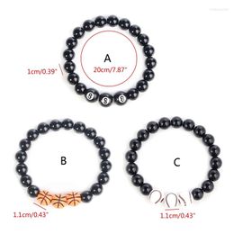 Strand European And American Acrylic Number 8 Volleyball Basketball Sports Bracelet Men's Imitation Obsidian Beads