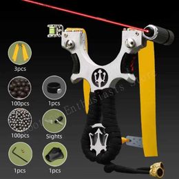 Hunting Slingshots Outdoor Sports High Precision Alloy Slingshot with Rubber Band Catapult Hunting Tools Easy to Carry Shooting Game Toys Q231110