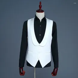 Men's Vests Men Jacket Outerwear Mens Vest Party Fashion Simple Casual Bright Tablets White Stage Performance Waistcoat